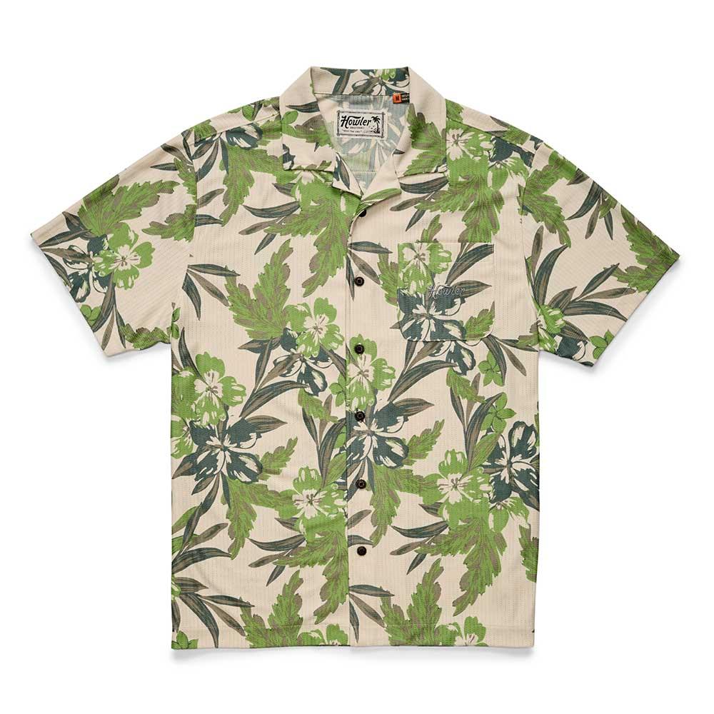 Howler Brothers Palapa Tech Shirt Men's in Flagler Floral Off White